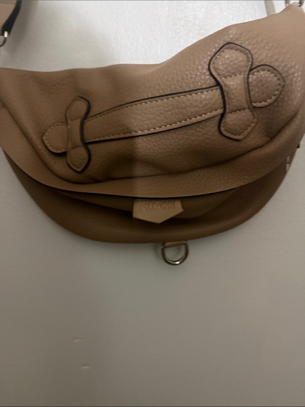 Beige Saddle-Style Crossbody Bag